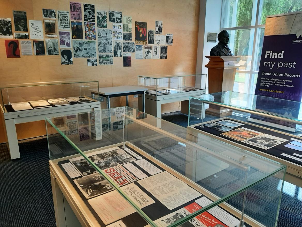 Photograph showing the MRC exhibition space, including display cases