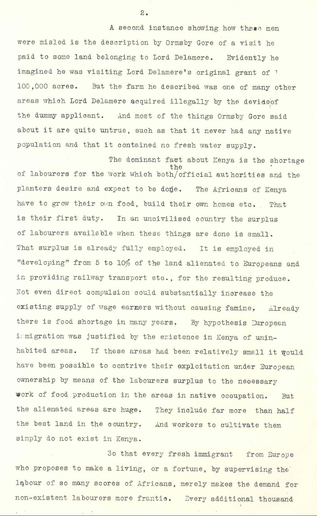 'Notes for speakers in the forth-coming debate on East African policy', 1925