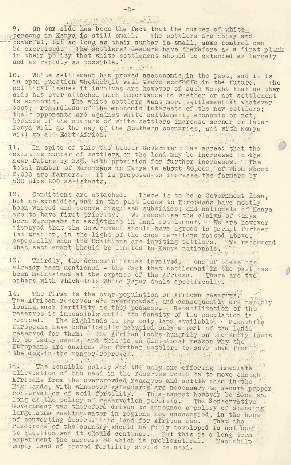 Memorandum on land utilisation and settlement in Kenya, 1946