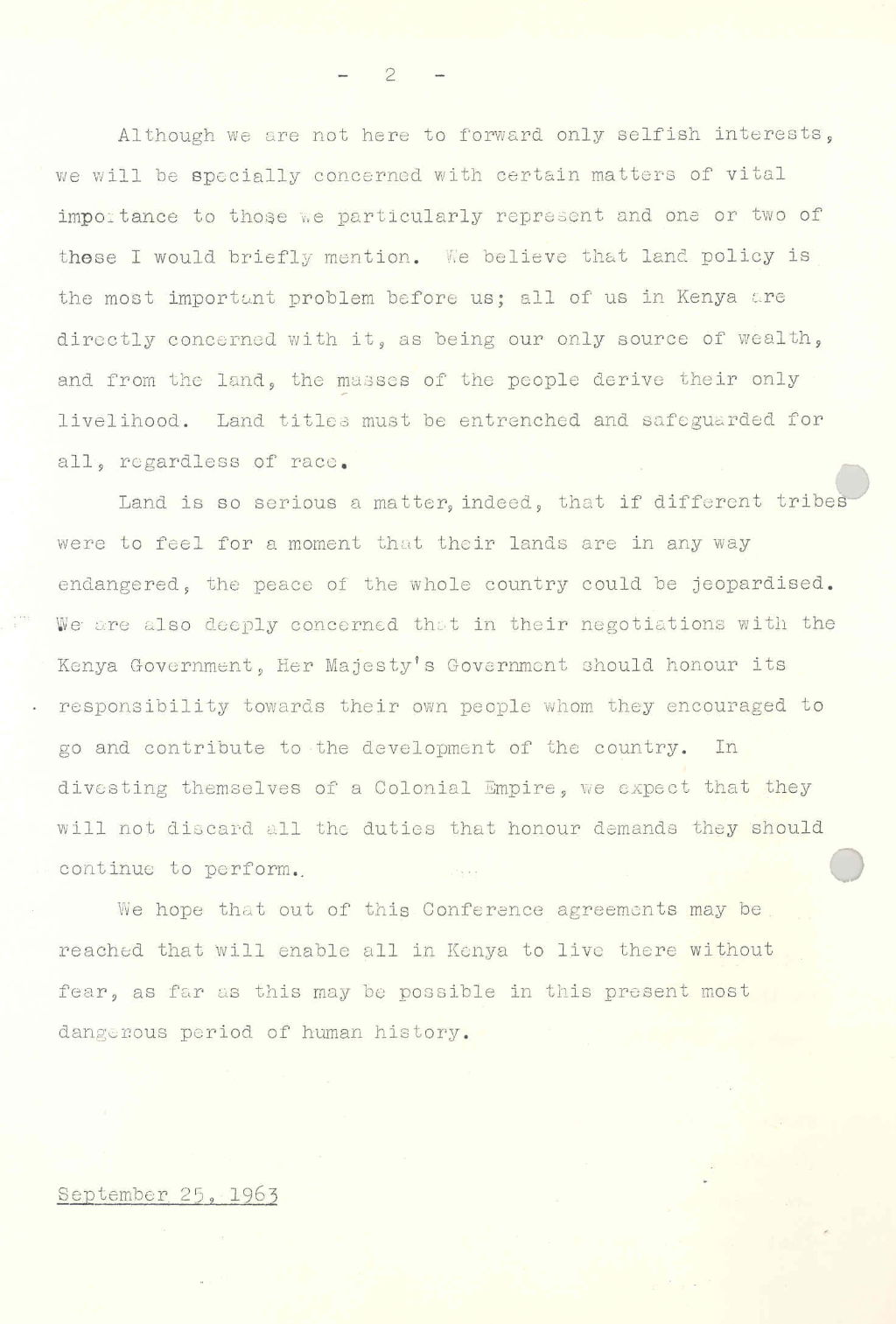 Speech by Mr L.R.H. Welwood at the Kenya Independence Conference, 1963