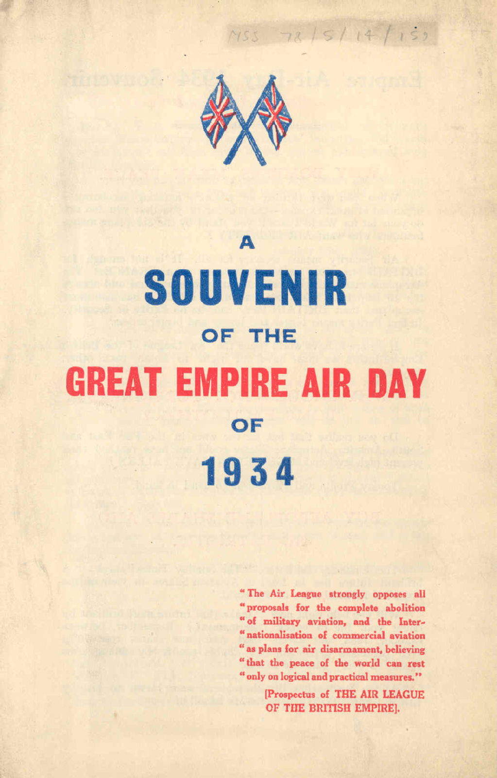 'A Souvenir of the Great Empire Air Day of 1934'