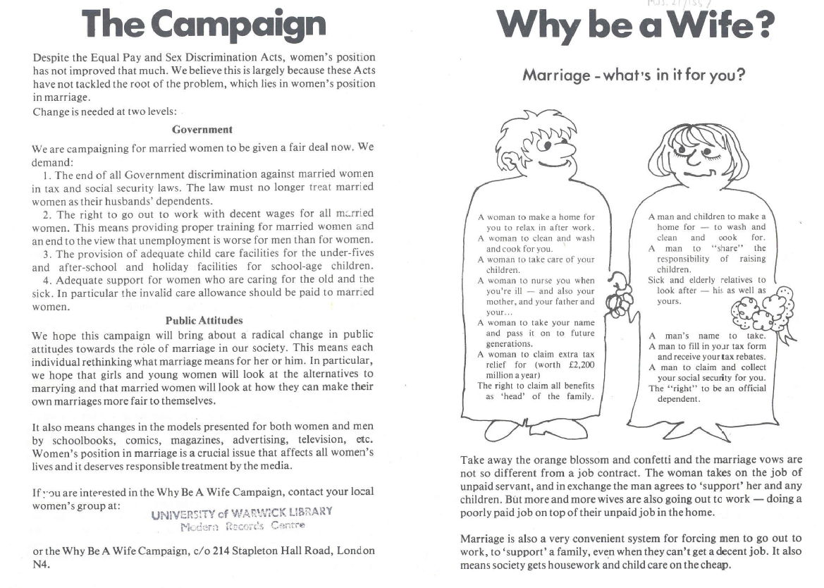 Why Be A Wife Campaign leaflet