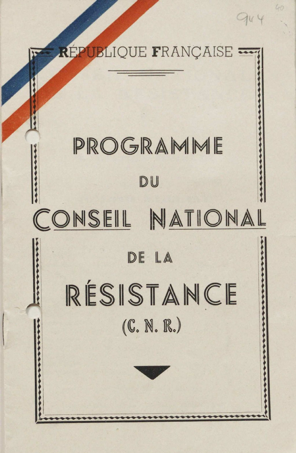 Programme du Conseil National de la Résistance (C.N.R.)