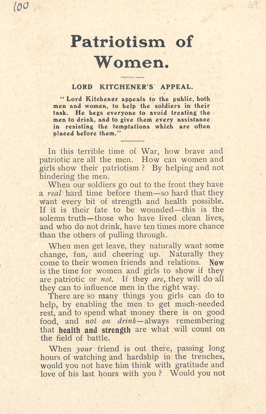 'Patriotism of Women: Lord Kitchener's appeal', [1914]