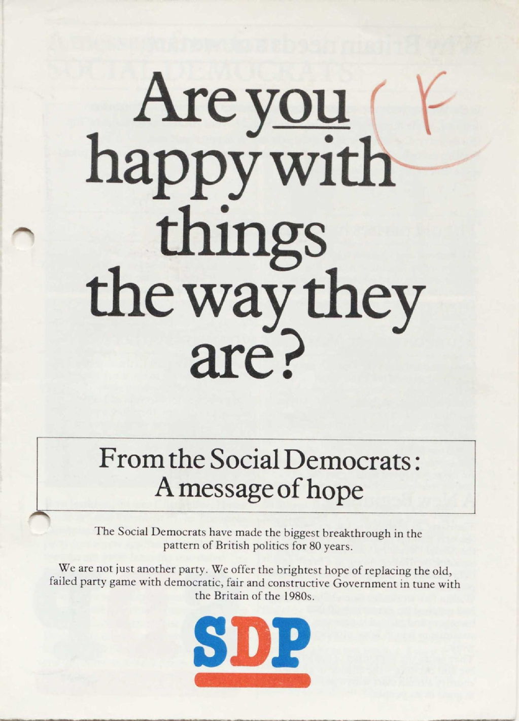 "Are you happy with things the way they are?", 1981