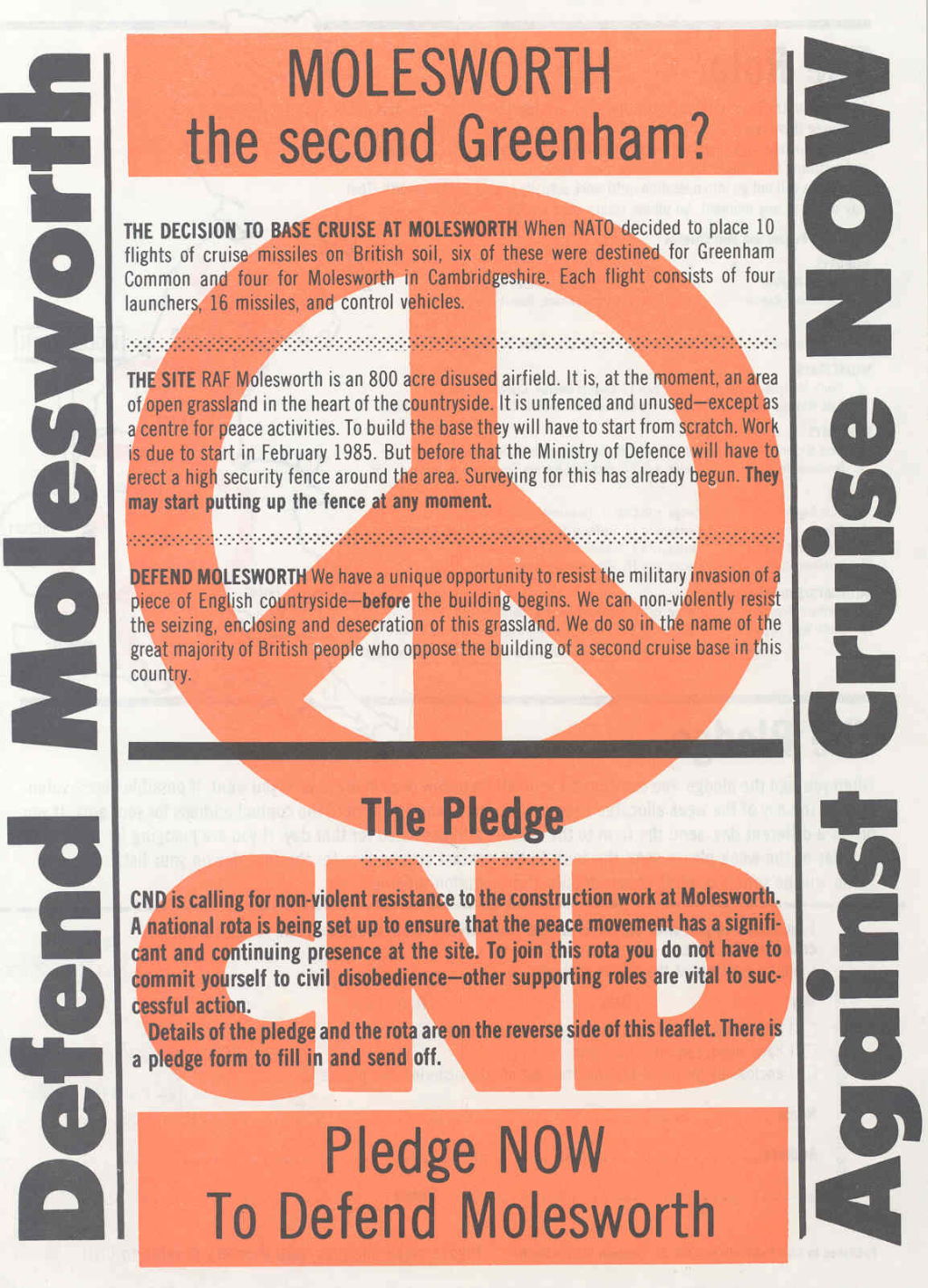 'Defend Molesworth against Cruise NOW', undated (c1985)