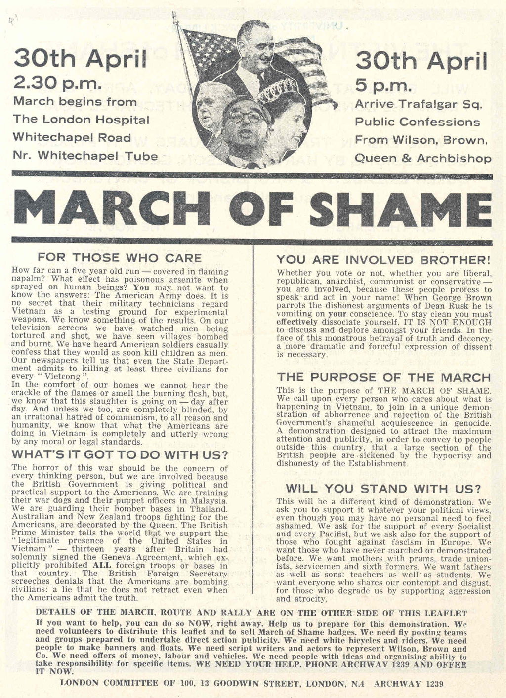 The Vietnam March of Shame, London, 30 April 1967