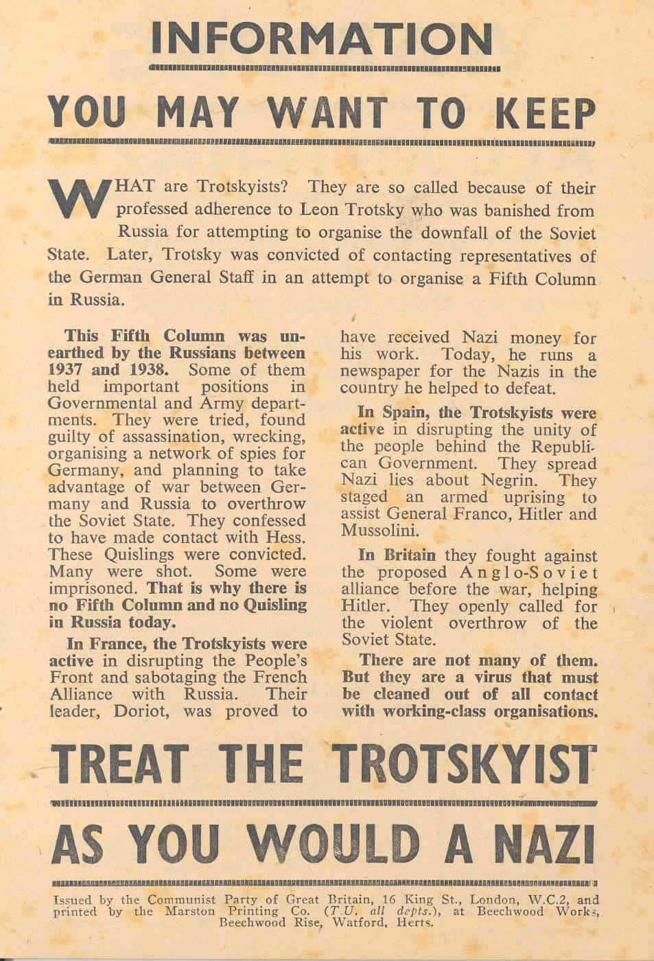 Treat the Trotskyist as you would a Nazi