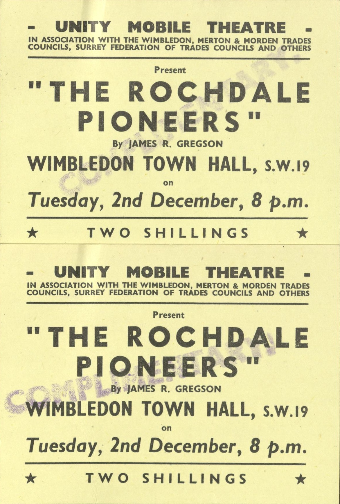 Leaflet for the Rochdale Pioneers