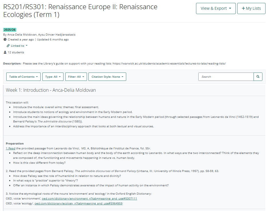 A screenshot showing another list that uses the paragraph feature to its benefit