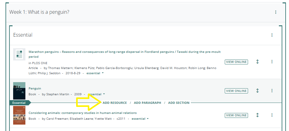 A screen grab of the add resource button appearing on the action bar