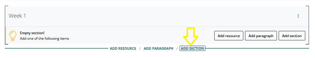 A screen Grab showing how to add an additional section to the reading list using the action bar.