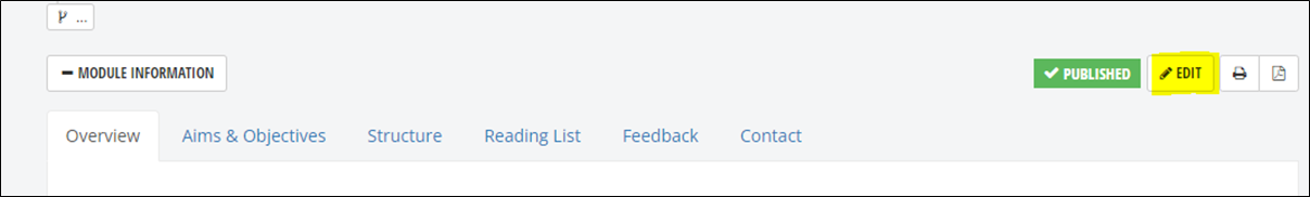 A screen grab showing the edit button in a MyWBS space.