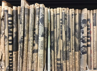Newspapers stored in files