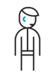 A line drawing of a person whose ear has been highlighted in blue