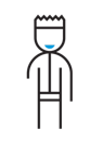 A line drawing of a person who is missing their lower right arm