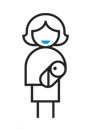 A line drawing of a person holding a baby