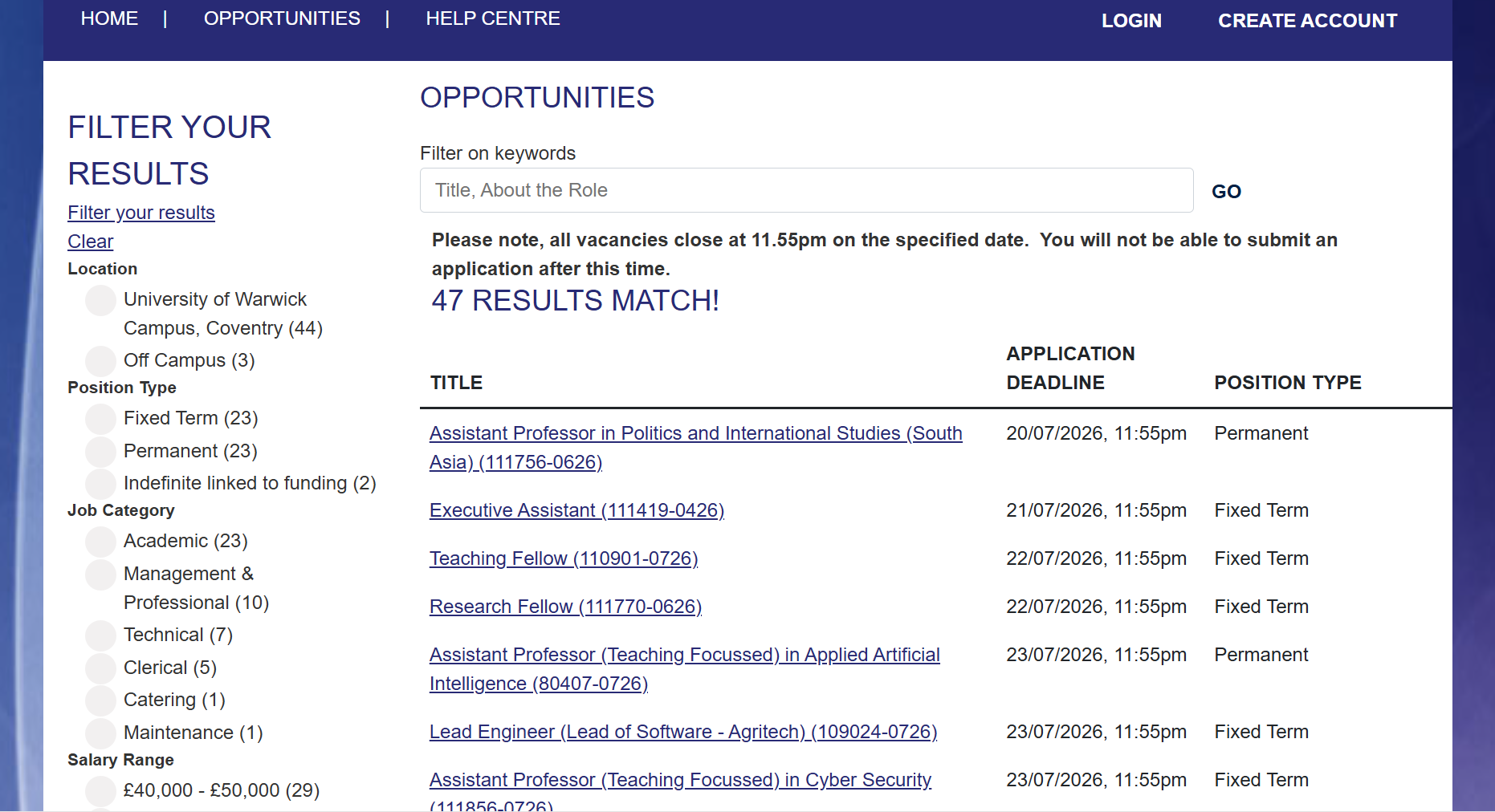 Job board posting 
