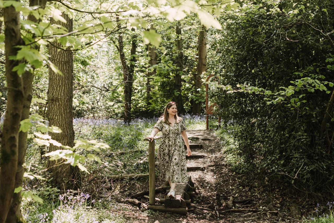 Member of staff in Warwick woodland