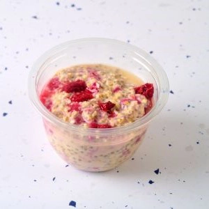 Pot of Oats with Chian seeds and raspberries
