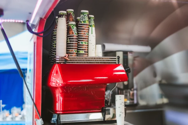 Hot drinks and cups from Red Rocket