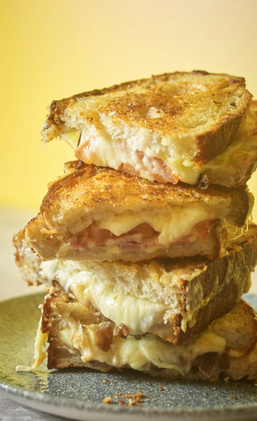 A stack of Red Rocket grilled cheese toasties