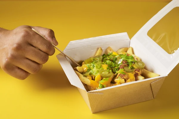 A takeaway order of loaded fries