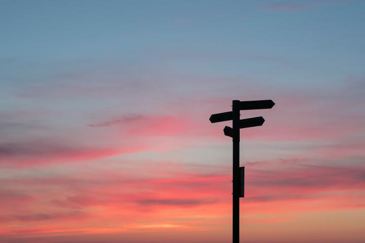 sunset with signpost