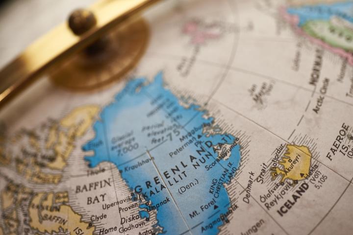 Globe showing greenland