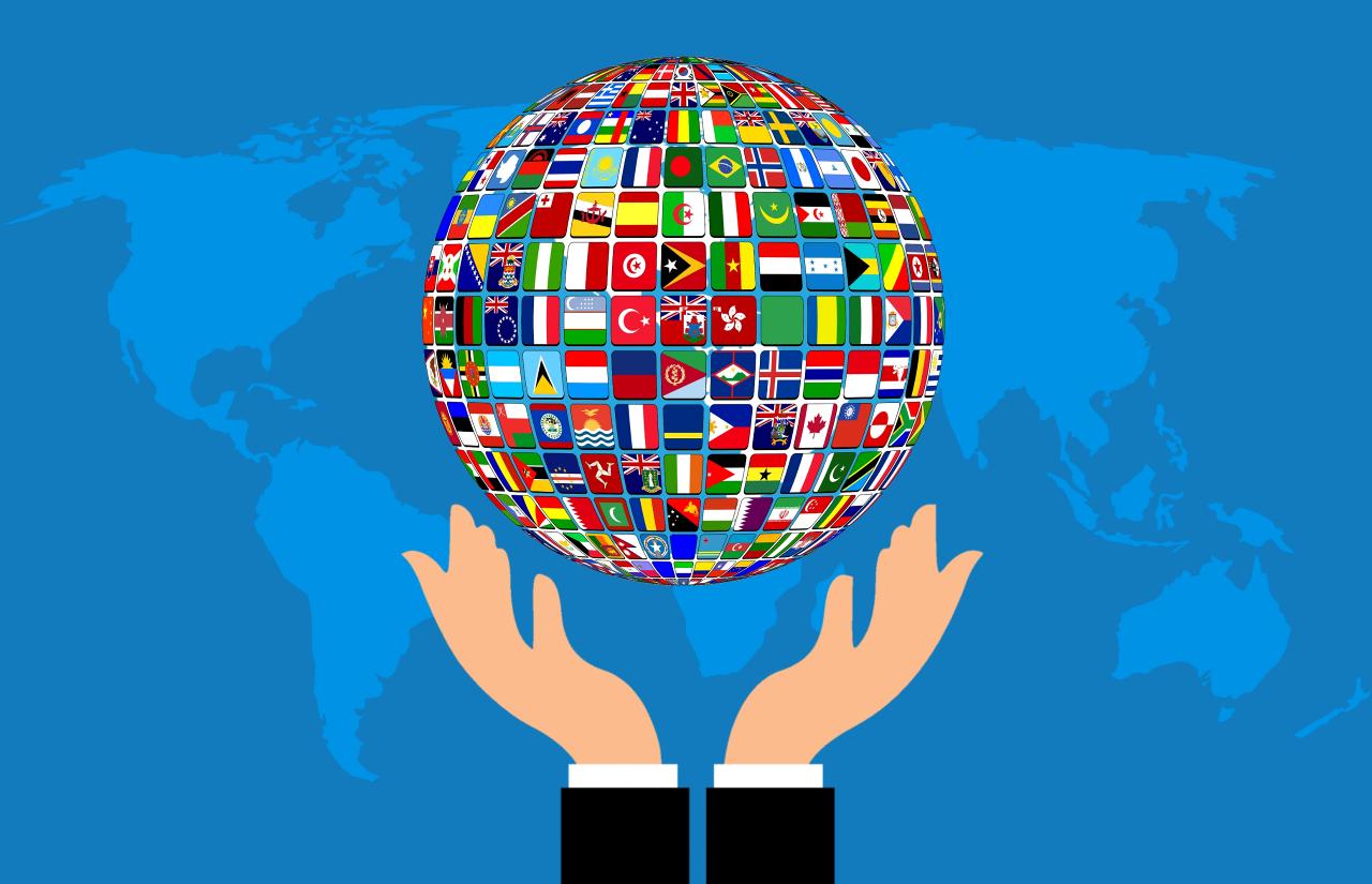 World flags in hands