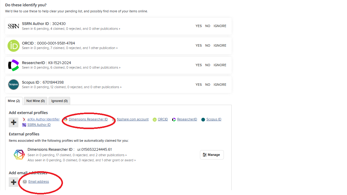 Add other unique IDs