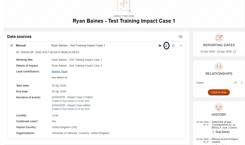 Impact record