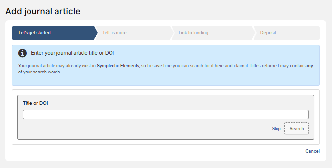 DOI or title search box