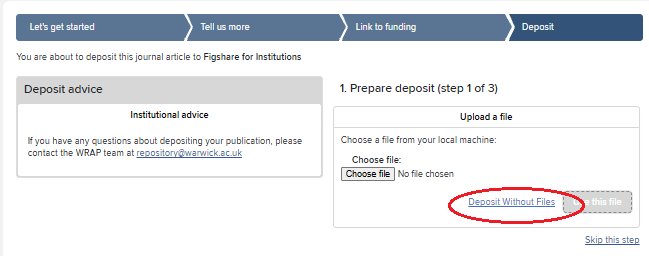 Deposit without files