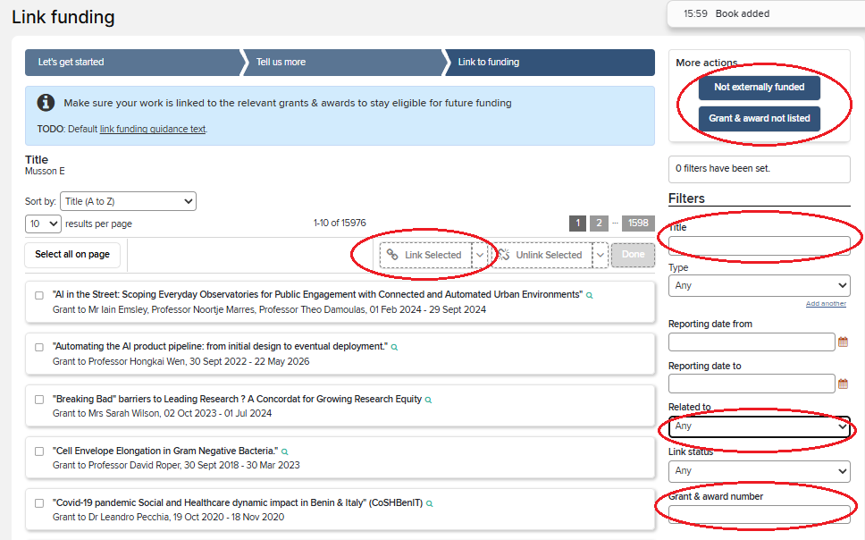 List of research grants