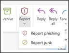 Report button for phishing and junk email