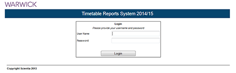 Screenshot of the Timetable reports