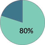 Pie chart showing 80 and 20 percent