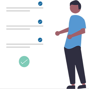 Illustration of a person considering a list