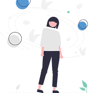 Illustration of a person stood thinking