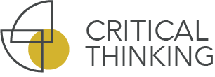Critical Thinking icon - two quater circles and a mustard coloured circle