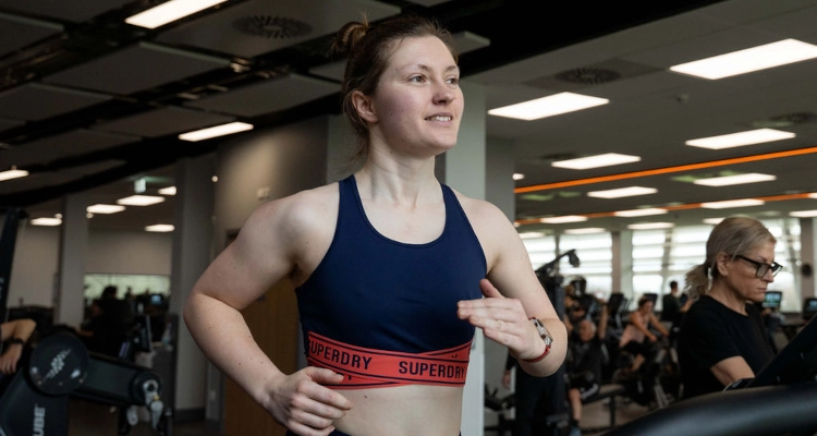 A person running on a treadmill