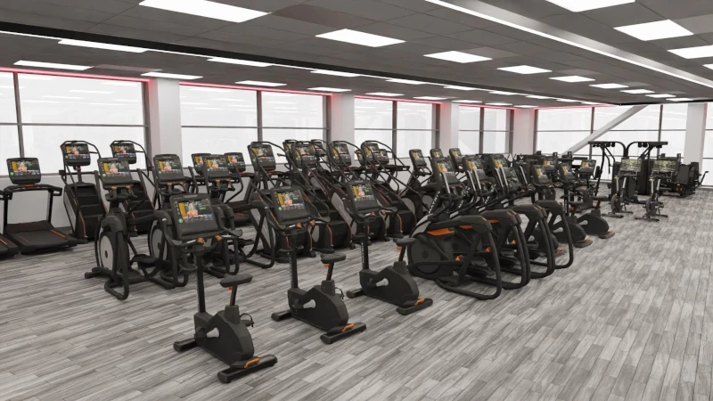 All new gym equipment including stationary bikes, treadmills, stairmasters and more.