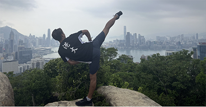 A student practising martial