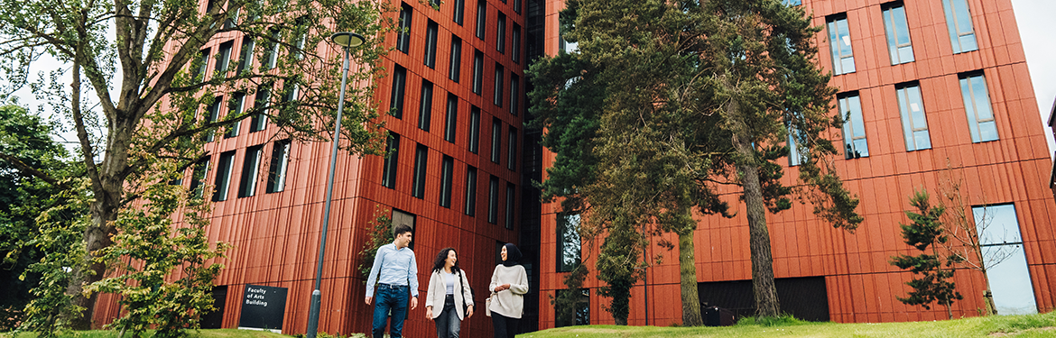 Students walking outside the Faculty of Arts Building