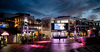University Piazza at night
