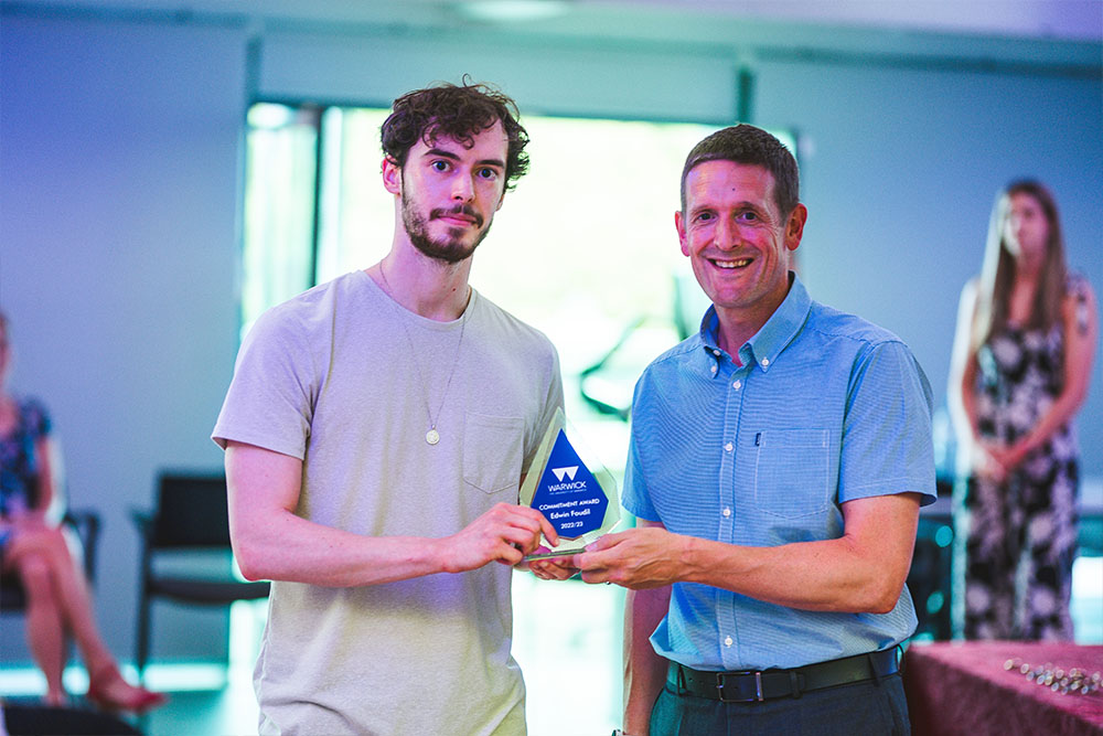 Commitment award winner Edwin Foudil receiving his award