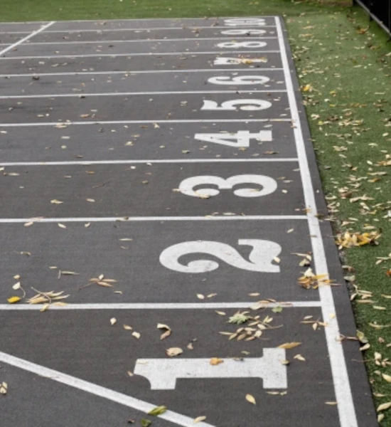 Numbered athletics track lanes
