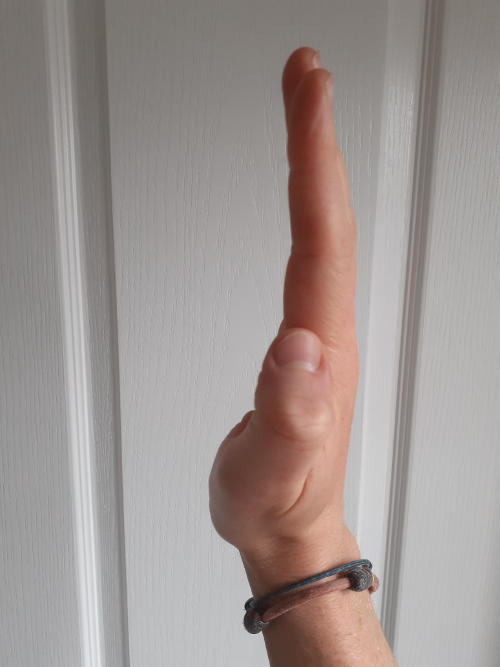 Hand with fingers out straight