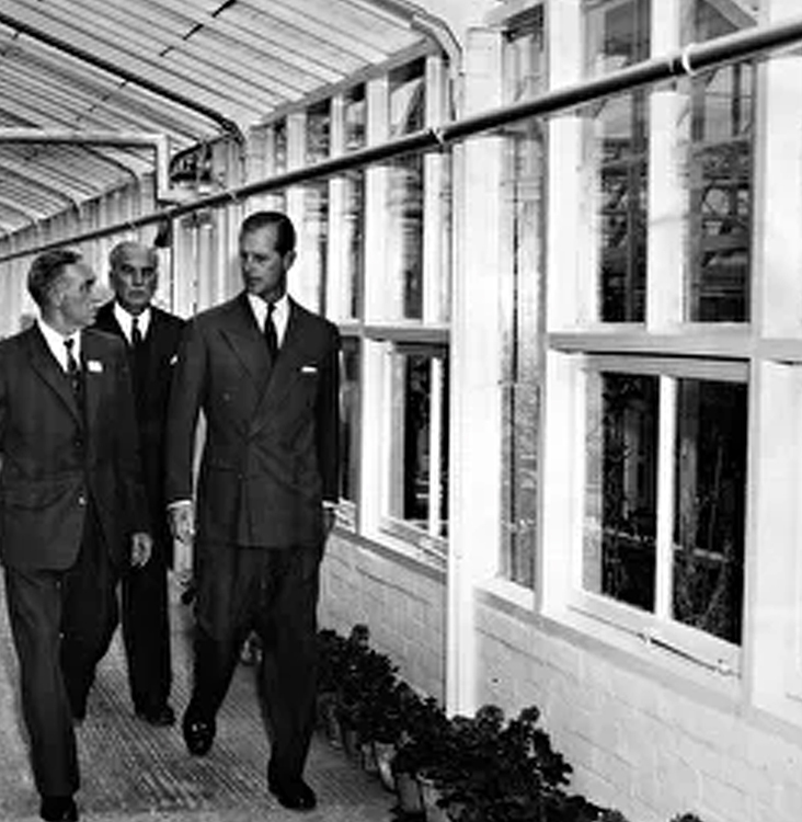 The opening of the Prince Philip Building at Wellesbourne, with Prince Philip, David Lowe, the Chair of the Governors and 